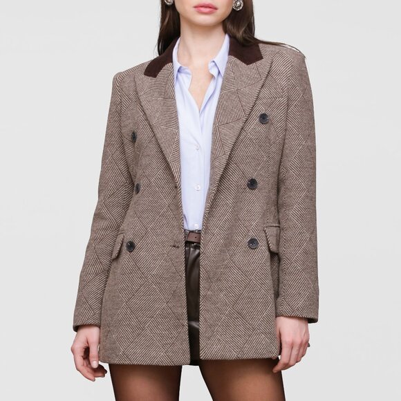 Avec Les Filles Jackets & Blazers - New Avec Les Filles Basket Weave Hourglass Blazer Brown XS